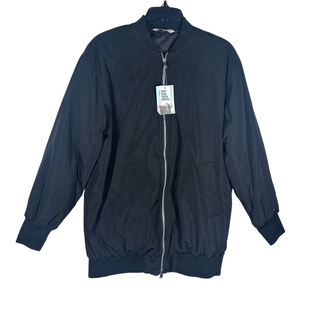 DSG Long Bomber Jacket Womens XS Pure Black Water Repellent DAW23104 NWT
